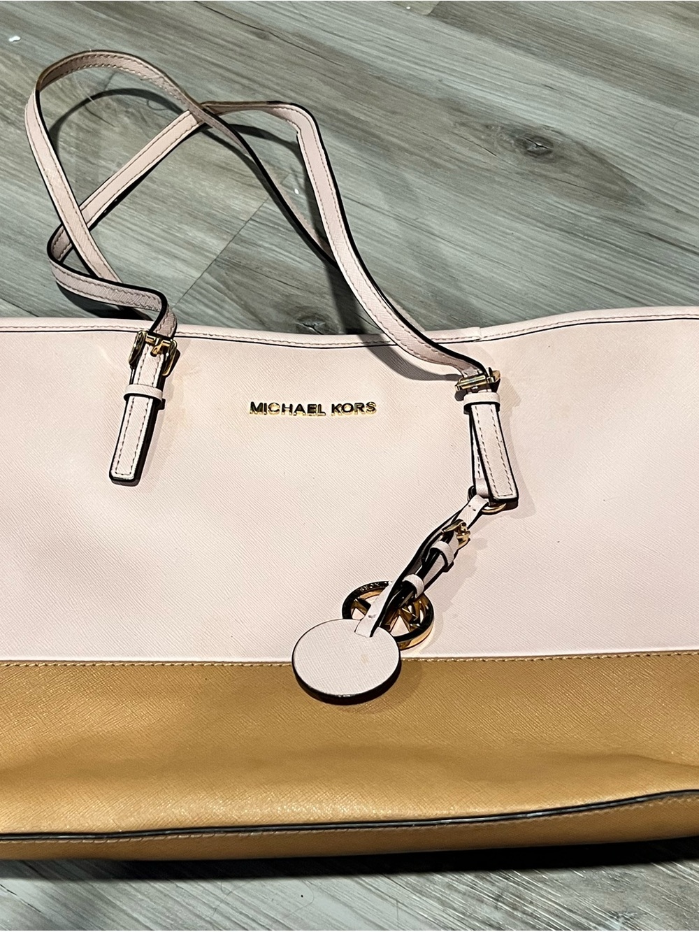 Michael Kors Pale Pink and Gold Two-Tone Tote